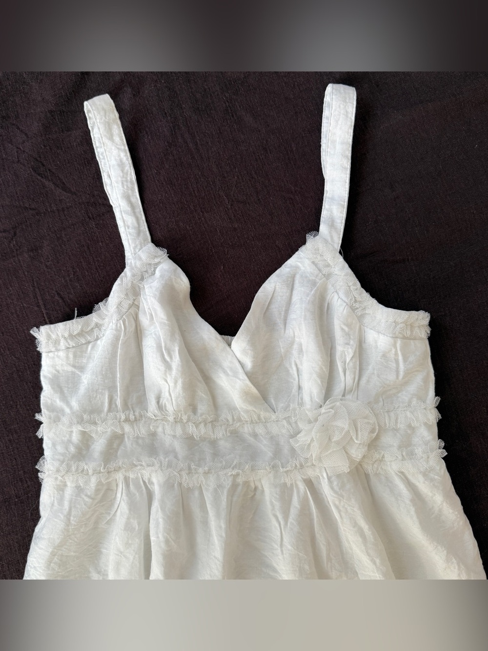 Y2K Mine White Babydoll Mini Dress Tulle Coquette Fairycore M - Picture 3 of 11